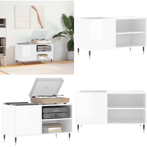 CIADAZ Armoire à Disques Vinyles Blanc 100x38x48 Cm - Meuble Rangement Platine Vinyle