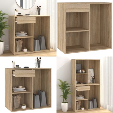Armoire cosmétique Chêne sonoma 80x40x75 cm Bois d'ingénierie - Armoire Cosmetique - Meuble Rangement - Commode Makeup - Organisation Salle Bain - Rangement Maquillage - Home & Living