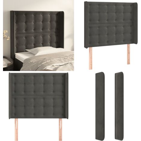 Tête De Lit Avec Oreilles Gris Foncé 103x23x118/128 Cm Velours - Tête de lit