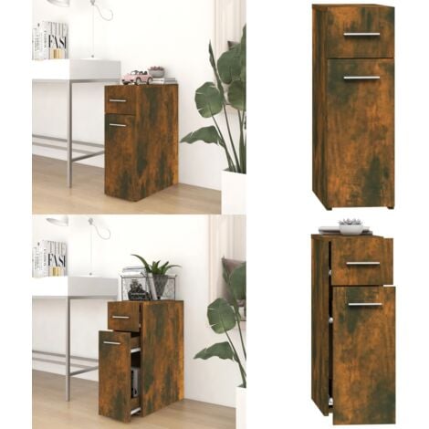 Armoire d'apothicaire Chêne fumé 20x45,5x60cm Bois d'ingénierie - Armoire D'apothicaire - Meuble Rangement - Armoire De Cuisine - Étagère Ouverte - Rangement Vertical - Home & Living