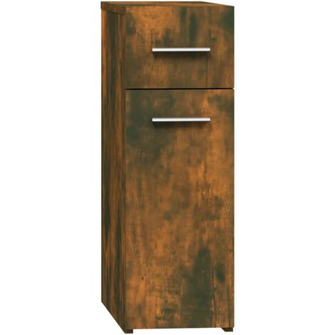 Armoire d'apothicaire Chêne fumé 20x45,5x60cm Bois d'ingénierie - Armoire D'apothicaire - Meuble Rangement - Armoire De Cuisine - Étagère Ouverte - Rangement Vertical - Home & Living