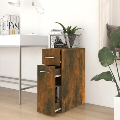Armoire d'apothicaire Chêne fumé 20x45,5x60cm Bois d'ingénierie - Armoire D'apothicaire - Meuble Rangement - Armoire De Cuisine - Étagère Ouverte - Rangement Vertical - Home & Living