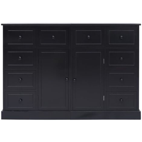 Buffet avec 10 tiroirs Noir 113x30x79 cm Bois - buffet - buffets - Home ...