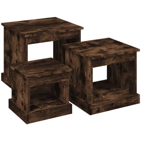 Tables basses 3 pcs chêne fumé bois d'ingénierie - Table Basse - Meuble Salon - Set De Tables - Table D'appoint - Table Côté Canapé - Home & Living