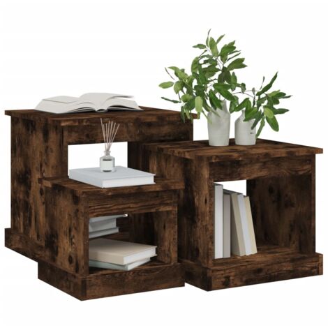 Tables basses 3 pcs chêne fumé bois d'ingénierie - Table Basse - Meuble Salon - Set De Tables - Table D'appoint - Table Côté Canapé - Home & Living