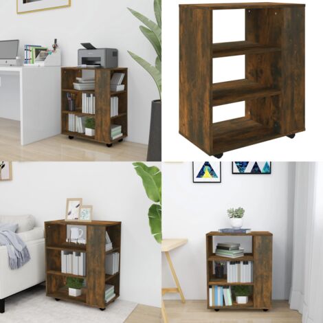 Armoire roulante Chêne fumé 60x35x75 cm Bois d'ingénierie - Armoire De Rangement - Meuble De Bureau - Armoire Sur Roulette - Rangement Tiroir - Mobilier De Maison - Home & Living