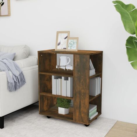 Armoire roulante Chêne fumé 60x35x75 cm Bois d'ingénierie - Armoire De Rangement - Meuble De Bureau - Armoire Sur Roulette - Rangement Tiroir - Mobilier De Maison - Home & Living
