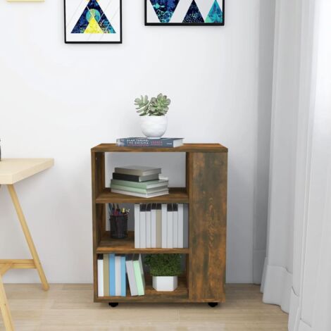Armoire roulante Chêne fumé 60x35x75 cm Bois d'ingénierie - Armoire De Rangement - Meuble De Bureau - Armoire Sur Roulette - Rangement Tiroir - Mobilier De Maison - Home & Living