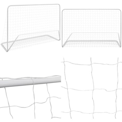 But de football avec filet 182x61x122 cm Acier Blanc - but de football -  buts de football - Home & Living
