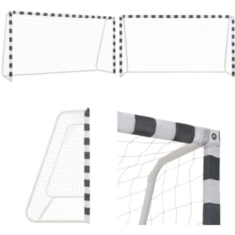 But de football 300x160x90 cm Métal Noir et blanc - but de football -  buts de football - Home & Living