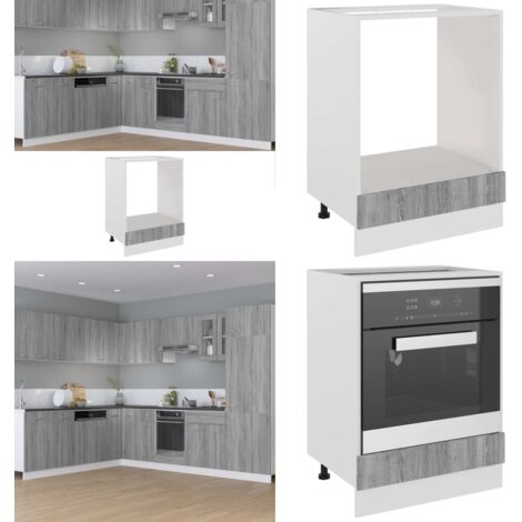 Meuble bas four - Décor chêne sonoma - L60xP48xH82 cm - Plan de travail non inclus - Maison