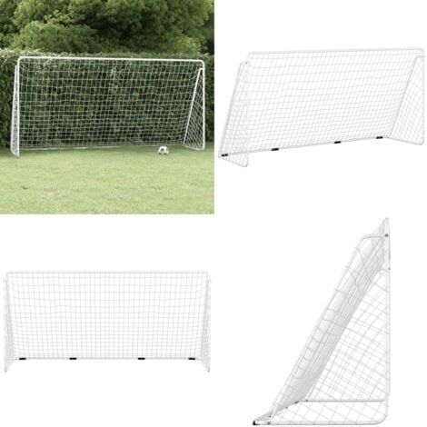But de football avec filet Blanc 366x122x182 cm Acier - but de football -  buts de football - Home & Living