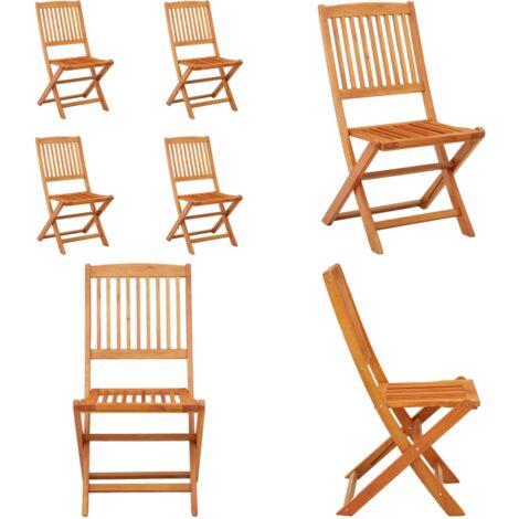VidaXL 2 Chaises Jardin Pliables Bois Eucalyptus Massif - Sièges Extérieur Terrasse Patio