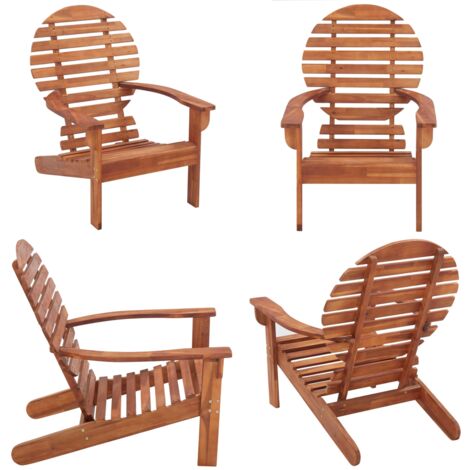 Chaise Adirondack Bois d'acacia massif - Chaise Adirondack - Chaise De Jardin - Mobilier De Jardin - Chaise Extérieure - Fauteuil De Jardin - Home & Living