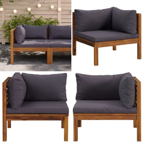 Canapé d'angle sectionnel avec coussin gris foncé Acacia