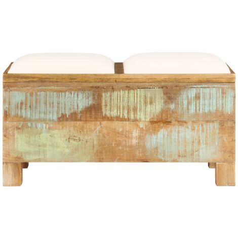 Banc de rangement Bois massif recyclé 80 x 40 x 40 cm - Banc Coffre - Banc Rangement - Meuble Retro - Mobilier Design - Banc Bois Massif - Home & Living