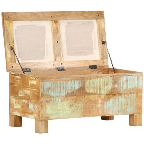 Banc de rangement Bois massif recyclé 80 x 40 x 40 cm - Banc Coffre - Banc Rangement - Meuble Retro - Mobilier Design - Banc Bois Massif - Home & Living