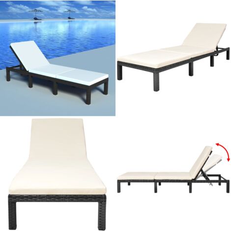 Chaise Longue Pliable Avec Coussin - 5 Positions, 200 Kg Max, Pour Jardin, Camping, Piscine