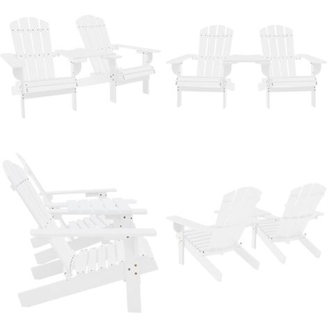 Chaises de jardin Adirondack avec table bois de sapin blanc - Chaise Adirondack - Chaise De Jardin - Mobilier De Jardin - Chaise Extérieure - Fauteuil De Jardin - Home & Living