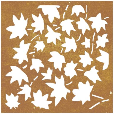 Décoration Murale Extérieure En Acier Corten 105x55 Cm | Design Feuille Ajourée | Pour Jardin, Clôture, Mur