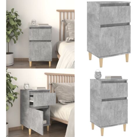 Table de chevet gris béton 40x35x70 cm - Table De Chevet - Meuble De Chambre - Table Nuit - Armoire D'appoint - Rangement Intérieur - Home & Living