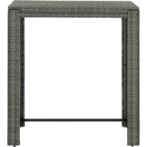 Table De Bar De Jardin Gris 60,5x60,5x110,5 Cm Résine Tressée
