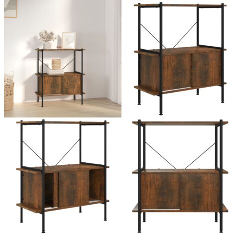 Bibliothèques 3 Pièces En Bois D'ingénierie Chêne – 36x30x143 Cm – 4 Compartiments – Charge 60 Kg – Fixation Murale Incluse