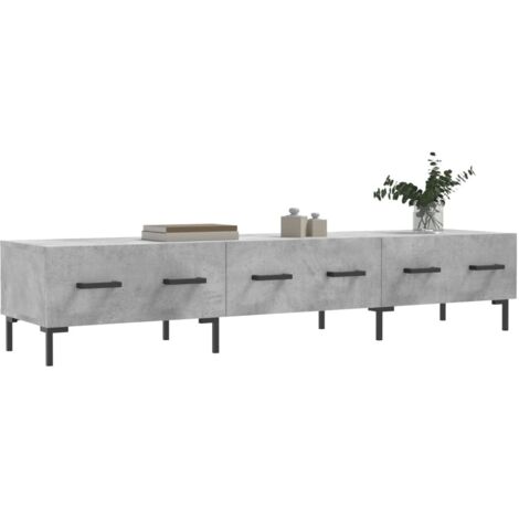 Meuble TV Gris Béton 150x36x30 Cm – Bois D'ingénierie – Neuf Sous Emballage
