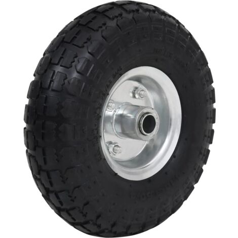 Roues De Diable Relaxdays Lot De 4 - Pneus 4.10/3.50-4, Axe 16mm, 136kg Max, Noir/Rouge