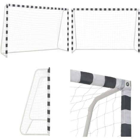 But de football 300x200x90 cm Métal Noir et blanc - but de football -  buts de football - Home & Living