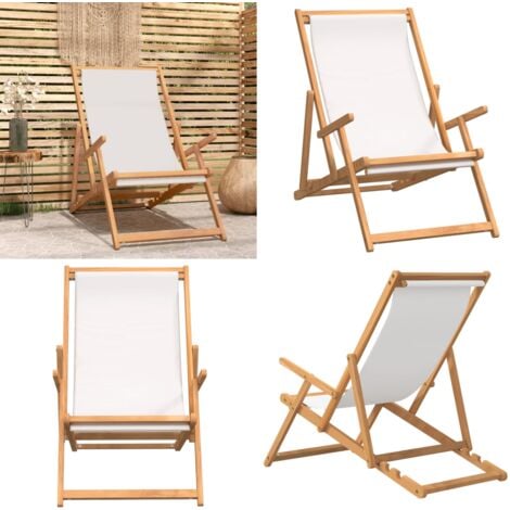 Chaise De Plage Pliable Bois De Teck Solide Cr Me Chaise De Plage Chaises De Plage Home