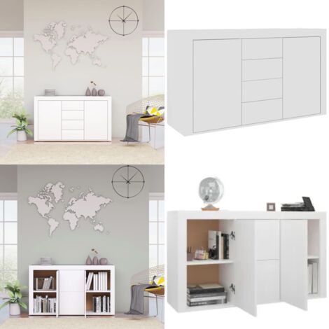 Buffet Blanc 120x36x69 cm Bois d'ingénierie - Buffet Blanc - Meuble Rangement - Commode Tiroir - Mobilier Salon - Décoration Intérieur - Home & Living