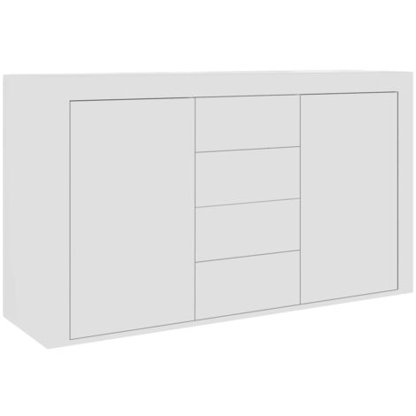 Buffet Blanc 120x36x69 cm Bois d'ingénierie - Buffet Blanc - Meuble Rangement - Commode Tiroir - Mobilier Salon - Décoration Intérieur - Home & Living