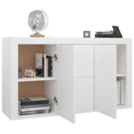 Buffet Blanc 120x36x69 cm Bois d'ingénierie - Buffet Blanc - Meuble Rangement - Commode Tiroir - Mobilier Salon - Décoration Intérieur - Home & Living