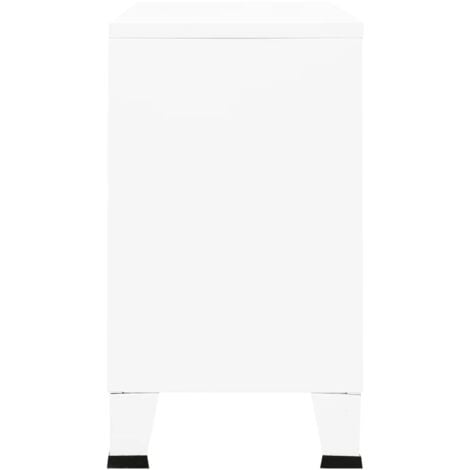 Buffet industriel Blanc 105x35x62 cm Métal et verre - Buffet Industriel - Meuble De Rangement - Buffet Blanc - Buffet Metal - Buffet Design - Home & Living