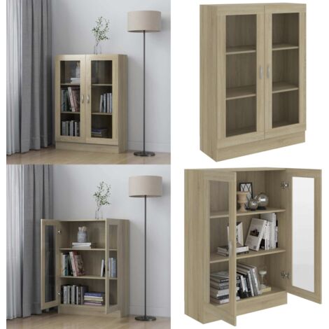 Armoire à vitrine Chêne sonoma 82,5x30,5x115 cm Bois ingénierie ...