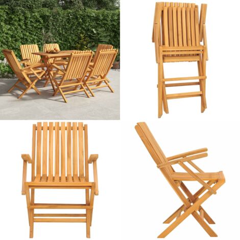Chaises de jardin pliantes lot de 6 61x67x90cm bois massif teck ...