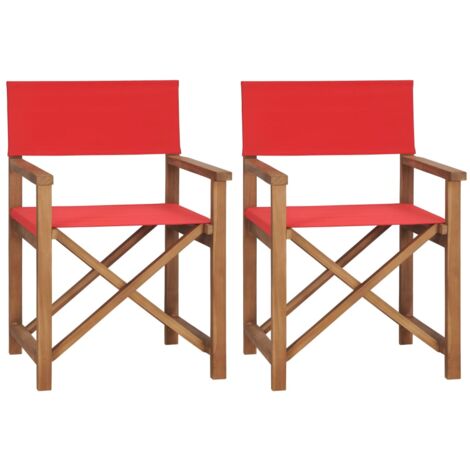 Chaises de metteur en scène lot de 2 Bois de teck massif Rouge - Chaise ...