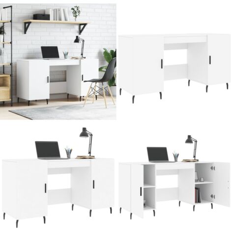 Bureau blanc 140x50x75 cm bois d'ingénierie - Bureau Blanc - Bureau D'étude - Meuble De Bureau - Bureau Informatique - Meuble Design - Home & Living
