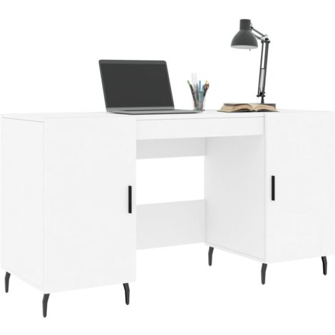 Bureau blanc 140x50x75 cm bois d'ingénierie - Bureau Blanc - Bureau D'étude - Meuble De Bureau - Bureau Informatique - Meuble Design - Home & Living