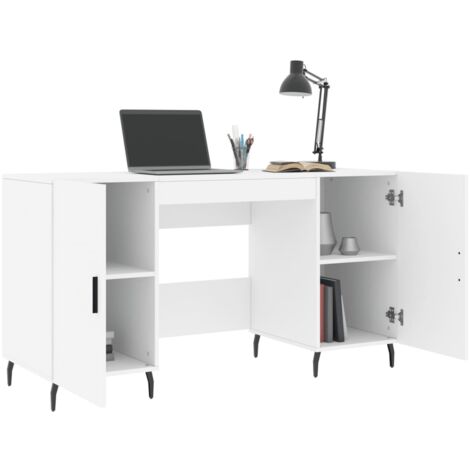 Bureau blanc 140x50x75 cm bois d'ingénierie - Bureau Blanc - Bureau D'étude - Meuble De Bureau - Bureau Informatique - Meuble Design - Home & Living