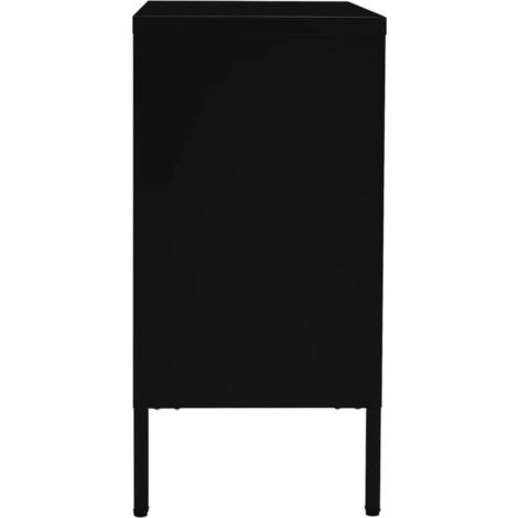 Buffet Noir 75x35x70 cm Acier et verre trempé - Buffet Noir - Meuble De Rangement - Buffet Moderne - Buffet Industriel - Buffet Contemporain - Home & Living