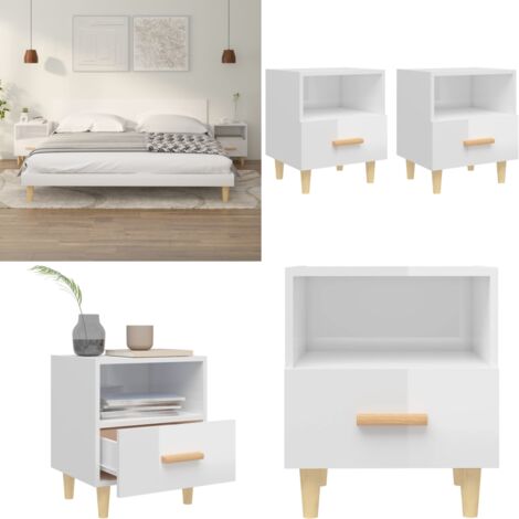 Tables De Chevet VidaXL 2 Pièces – Blanc Brillant, 30x30x40 Cm, Bois D'ingénierie