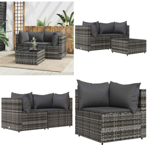 Fauteuil De Jardin Résine Tressée Grise Avec Coussin - Canapé D'Extérieur Confortable 110kg - Siège Patio Et Jardin