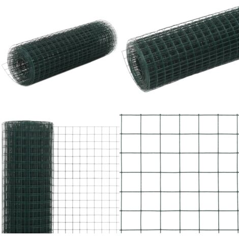 Grillage acier avec revêtement en PVC 25x0,5 m vert - Clôture Jardin - Grillage Agricole - Clôture Poulet - Clôture Lapin - Protection Terrain - Home & Living