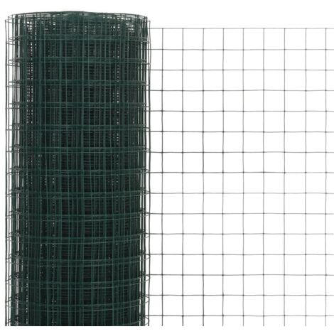 Grillage acier avec revêtement en PVC 25x0,5 m vert - Clôture Jardin - Grillage Agricole - Clôture Poulet - Clôture Lapin - Protection Terrain - Home & Living