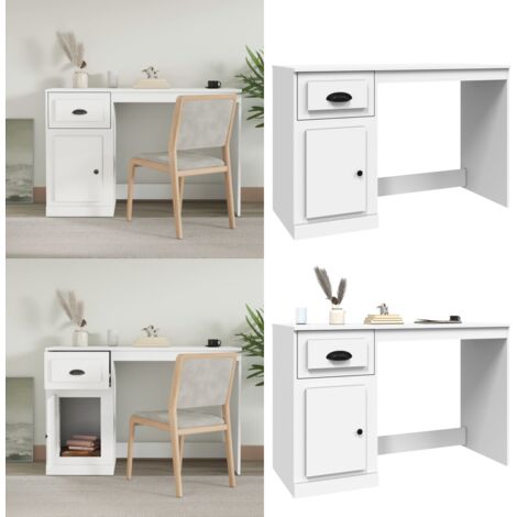 Bureau avec tiroir blanc 115x50x75 cm bois d'ingénierie - Bureau - Meuble De Bureau - Bureau D'étude - Bureau Informatique - Meuble Design - Home & Living