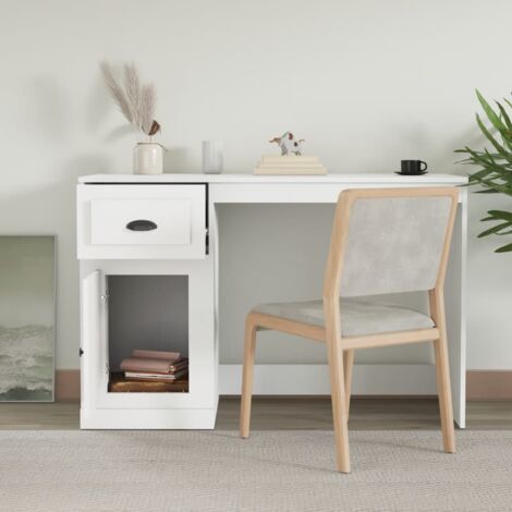 Bureau avec tiroir blanc 115x50x75 cm bois d'ingénierie - Bureau - Meuble De Bureau - Bureau D'étude - Bureau Informatique - Meuble Design - Home & Living