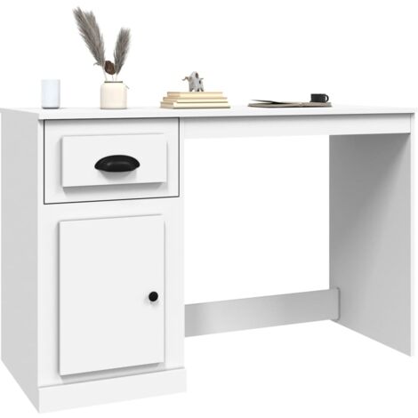 Bureau avec tiroir blanc 115x50x75 cm bois d'ingénierie - Bureau - Meuble De Bureau - Bureau D'étude - Bureau Informatique - Meuble Design - Home & Living