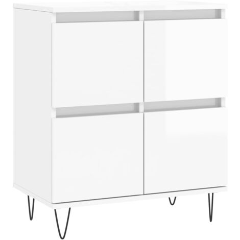 Buffet Blanc Brillant 60x35x70 Cm En Bois D'ingénierie - Neuf Sous Emballage